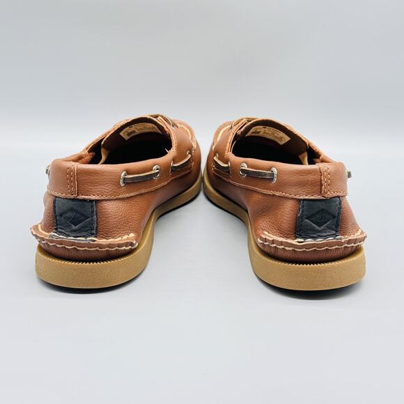 Sperry Shoes Men 8 Brown Leather Top Sider Boat Authentic Original 2 Eye Moc Toe - Picture 8 of 13